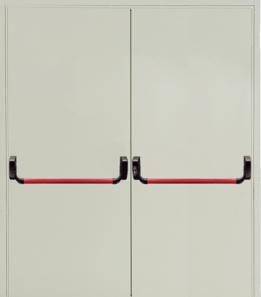 Наружная сторона Двупольная глухая противопожарная дверь Антипаника «Push-bar» EI 60 RAL 9018 (06)