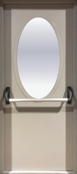 Внутренняя сторона Однопольная остекленная противопожарная дверь Антипаника «Push-bar» EI 60 RAL 7035 (03)