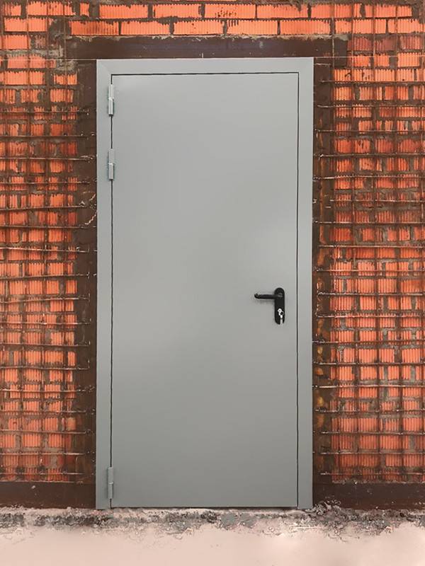 Серая глухая дверь, вид с улицы Серая глухая дверь, вид с улицы